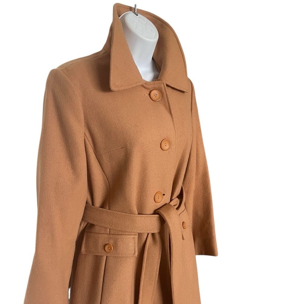 Vintage Classic Camel Wool Blend Coat - Size 10 - Picture 3 of 7